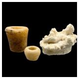 Two Stone Vessels and Baby Jesus Figurine