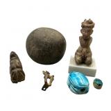 Carved Artifacts incl. Scarab, Stone Figure, Plus