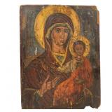 Antique Painted Icon on Wood Panel