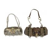 Two Mary Frances Handbags with Beaded Designs