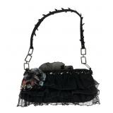Mary Frances Black Beaded Butterfly Bag