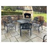 Round Metal Patio Table with Five Chairs