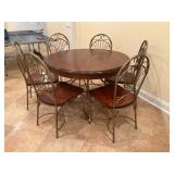 Wood and Metal Dining Set with Six Chairs