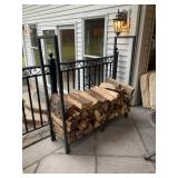 Metal Log Rack with Wood Accent