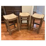 Four Modern Bar/Island Stools with Woven Seats