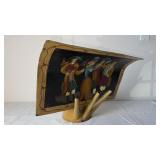 Antique Hand Painted Tin Can with Three Spout