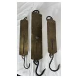 Three Antique Brass Face Scales
