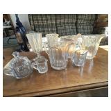 Pressed Clear Glass Tableware, 7 Pieces