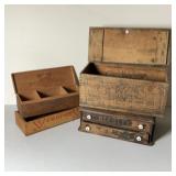 Antique Primitive Wooden Box Collection