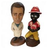 Two Plaster Statues Including Humphrey Bogart