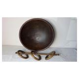 Large Vintage Wooden Bowl and Towel Rack Set