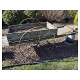 Antique Wooden Wagon Cart with Metal Wheels