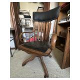 Antique Oak Office Chair on Casters