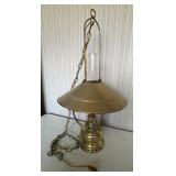 Hanging Brass Oil Lamp Converted to Electric