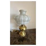 Brass Converted Oil Lamp with Frosted Shade
