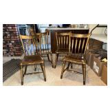 Four Antique Stenciled Plank Seat Arrow Back