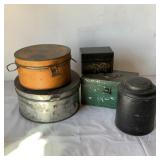 Five Vintage Metal Storage Tins