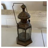 Six Sided Metal Oil Lamp, 11 Inches Tall