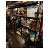 Three Metal Shelves With Contents and Sewing