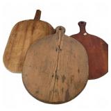 Three Primitive Wooden Cutting Boards