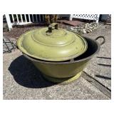Vintage Green Painted Metal Food Bowl