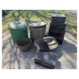 Galvanized Tins Wash Basin and Lockboxes Lot