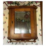 Antique Oak Corner Medicine Cabinet