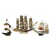 3 Handmade Horn Model Ships