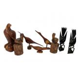 8 Carved Wooden Bird Figures