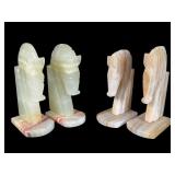 Two Pairs Carved Onyx Horse Head Bookends