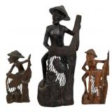 Three Indonesian Balinese Carved Fishermen