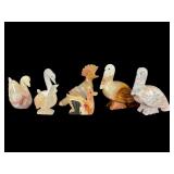 7 Carved Onyx Stone Birds