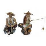 Two Chinese Shiwan Mudman Figurines