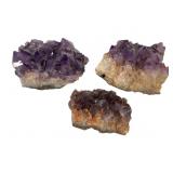 Three Amethyst Crystal Clusters