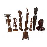 8 African & Asian Carved Wooden Statues