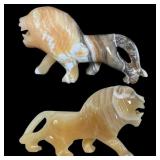 Carved Onyx Lion Figures