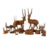 12 Carved Wooden Antelope Figures
