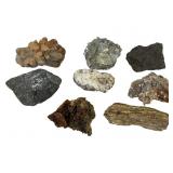 Eight Natural Mineral Rock Specimens