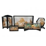 Five Chinese Cork Carving Dioramas