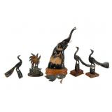 Carved Horn Sculptures w/Animal Motifs