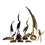 8 Carved Horn Bird Sculptures