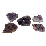 Five Amethyst Quartz Crystal Clusters