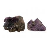 Two Purple Fluorite Mineral Specimens