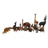 16 Carved Wooden Animal Figures