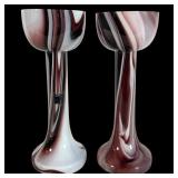 Murano Purple & White Swirl Vases