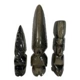 Three Carved Mayan/Aztec Style Figures