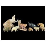 Carved Stone Elephant Figurines