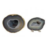 Two Polished Blue Agate Specimens