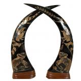 Carved Water Buffalo Horns
