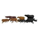 Seven Carved Wooden Animal Figures
